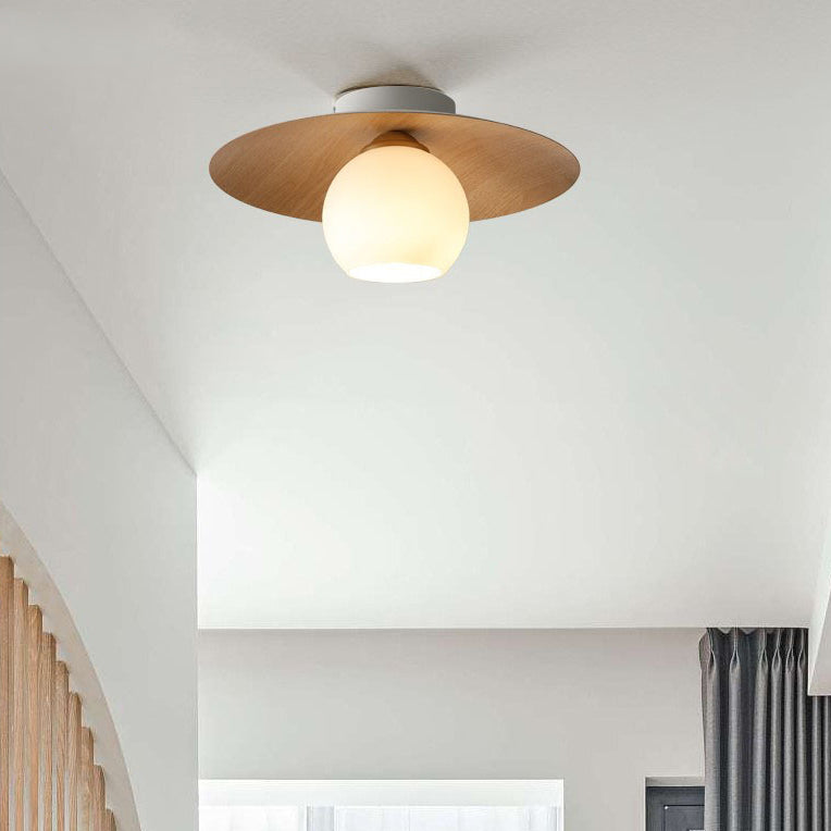 Geometric Flush Mount Fixture Contemporary Glass 1 Light Flush Light