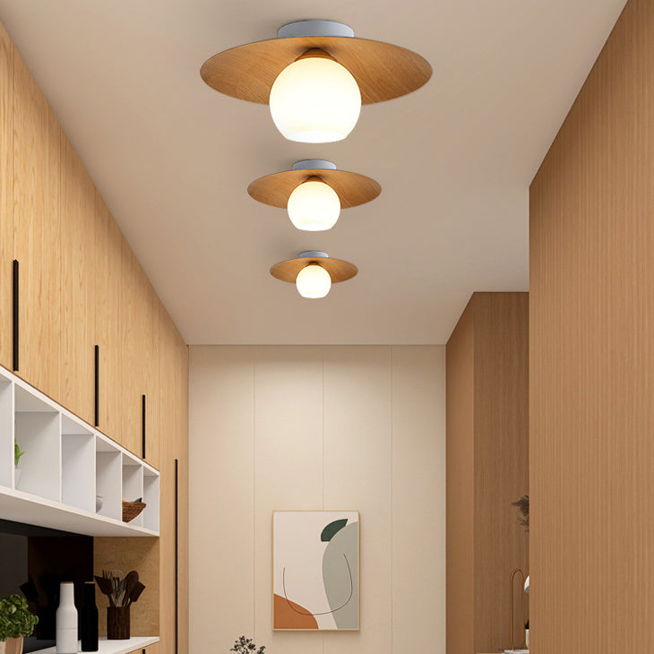 Geometric Flush Mount Fixture Contemporary Glass 1 Light Flush Light
