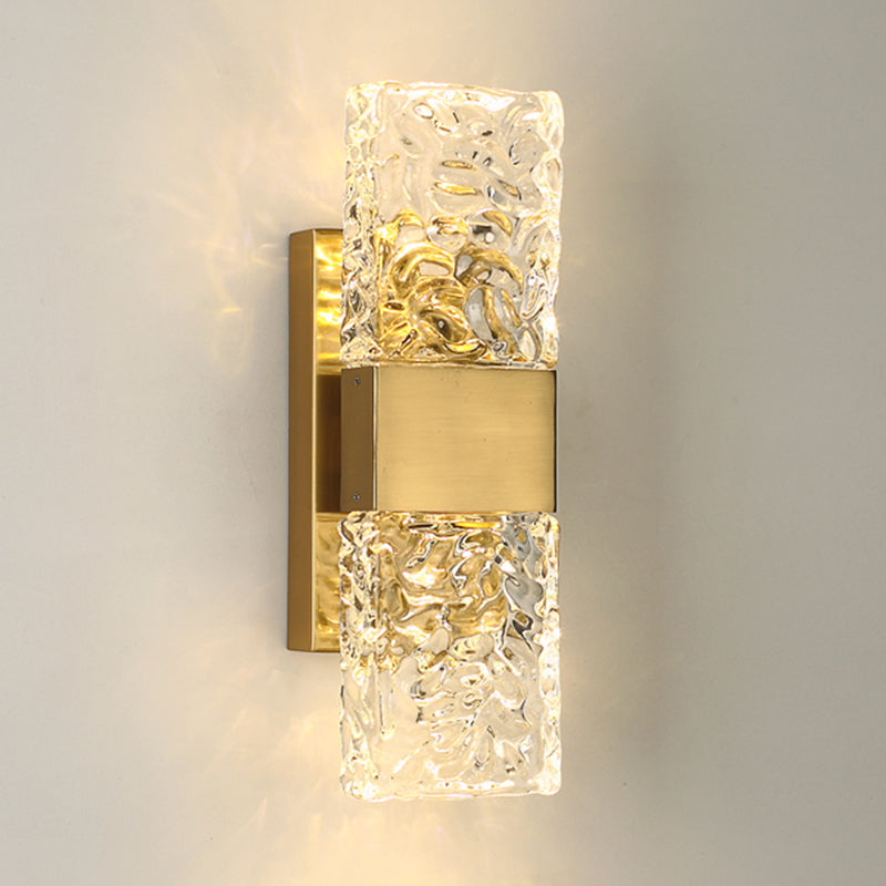 Contemporary Glass Shade Wall Sconce Lighting Rectangle Shade Wall Lamp for Bedroom