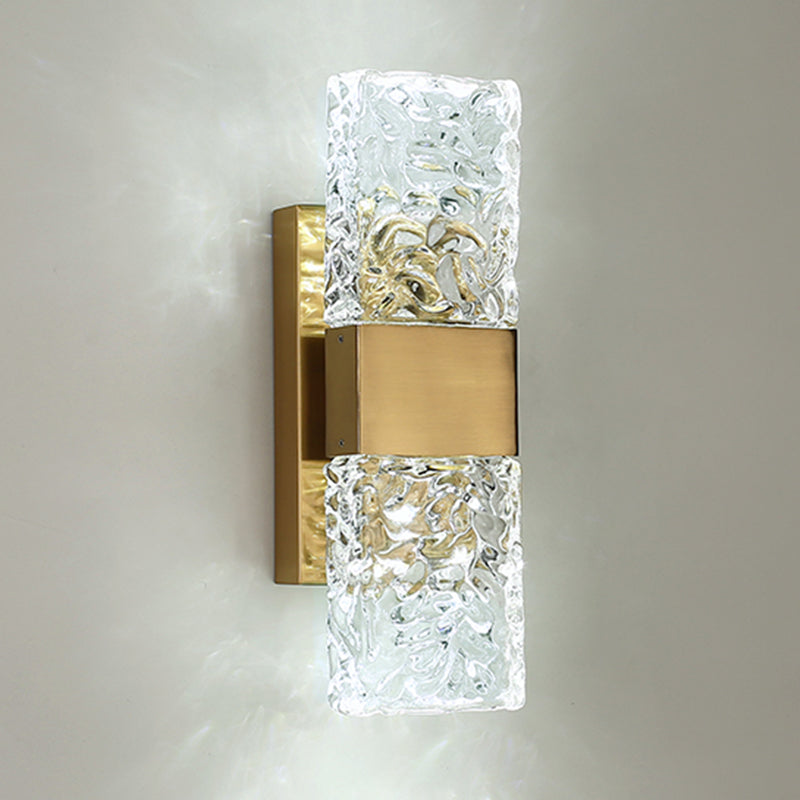 Contemporary Glass Shade Wall Sconce Lighting Rectangle Shade Wall Lamp for Bedroom