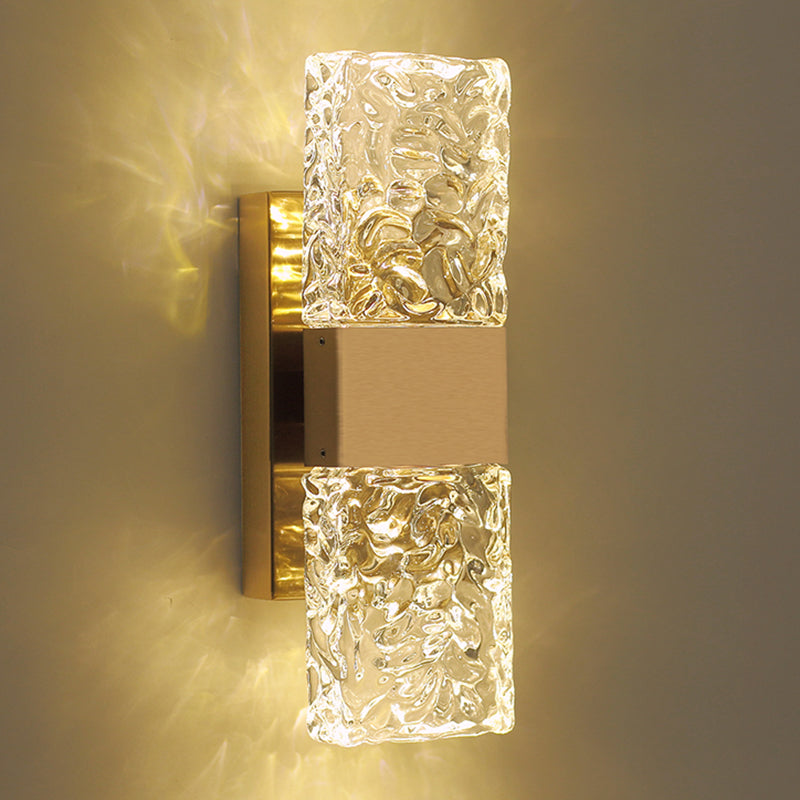 Contemporary Glass Shade Wall Sconce Lighting Rectangle Shade Wall Lamp for Bedroom