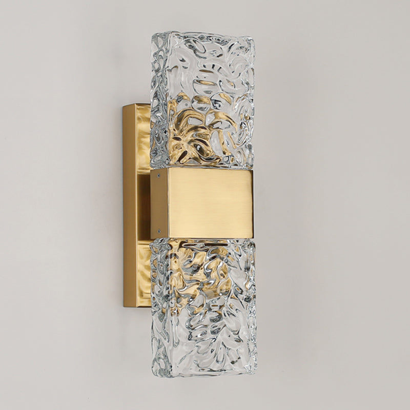 Contemporary Glass Shade Wall Sconce Lighting Rectangle Shade Wall Lamp for Bedroom