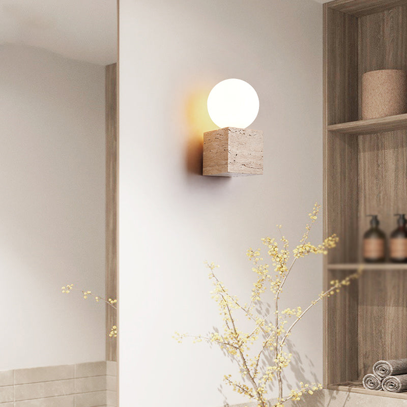 Contemporary White Shade Wall Sconce Lighting Glass Shade Wall Lamp for Bedroom