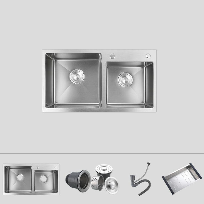 Modern Kitchen Sink Rectangular Stainless Sink with Kitchen Pull-out Faucet