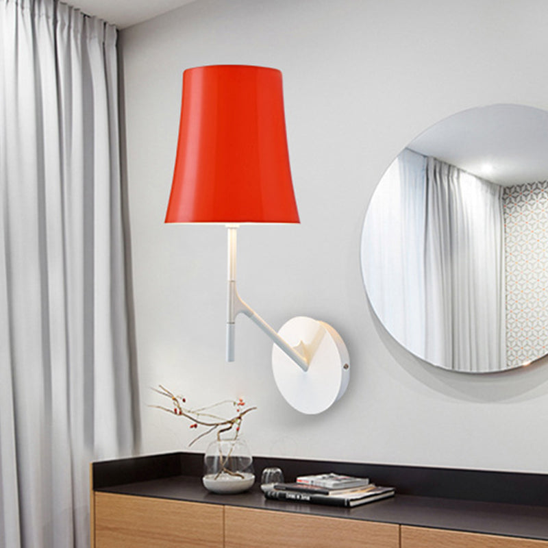 Orange and White Barrel Wall Mount Light Modernism 1 Head Metallic Sconce Lamp for Living Room