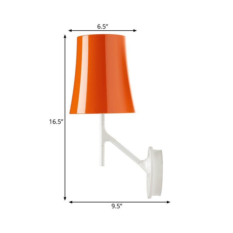 Orange and White Barrel Wall Mount Light Modernism 1 Head Metallic Sconce Lamp for Living Room