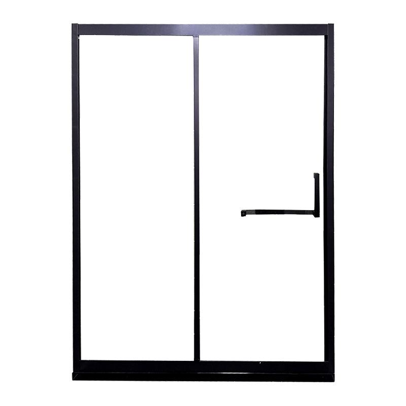 Black Single Sliding Shower Door Framed Tempered Shower Doors