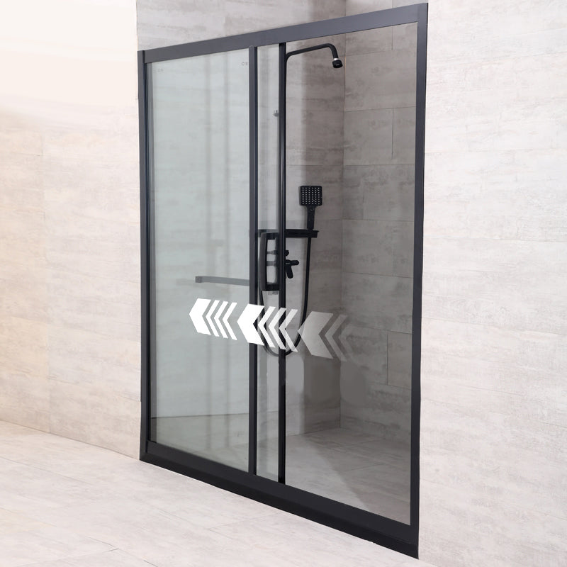 Black Single Sliding Shower Door Framed Tempered Shower Doors