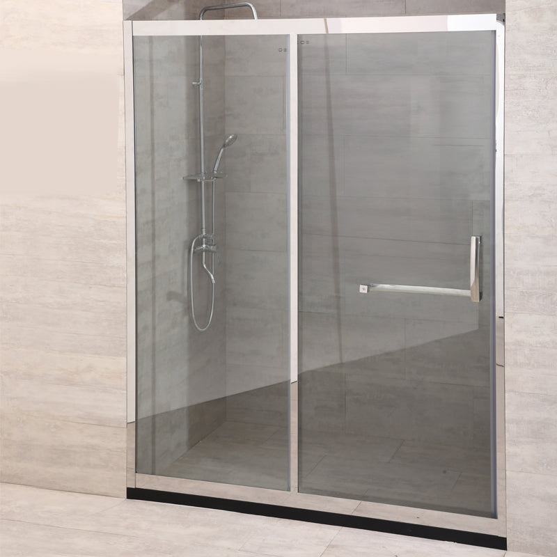 Black Single Sliding Shower Door Framed Tempered Shower Doors