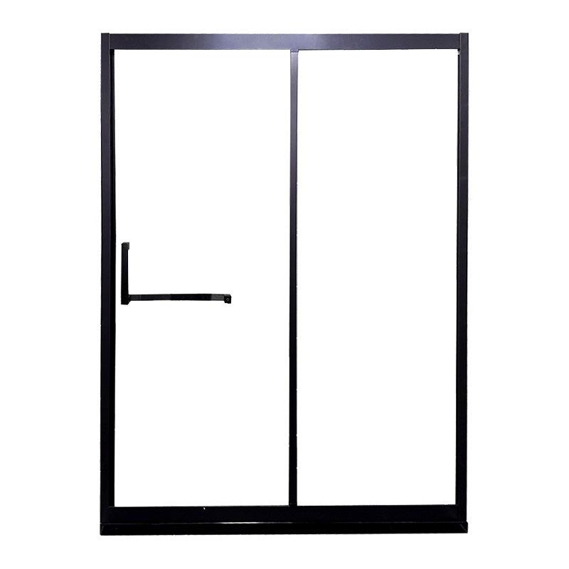 Black Single Sliding Shower Door Framed Tempered Shower Doors
