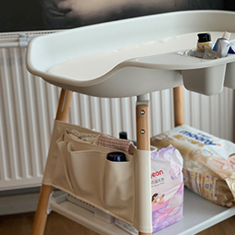 25" W Baby Changing Table with Shelf, Modern Changing Table in White