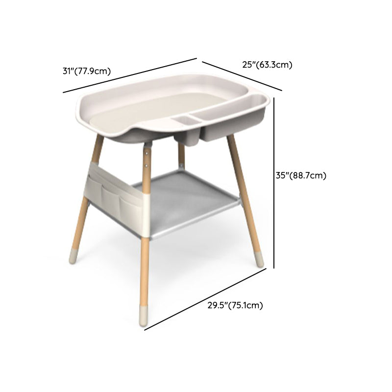 25" W Baby Changing Table with Shelf, Modern Changing Table in White