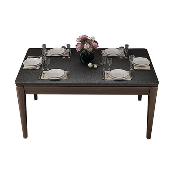 Stone Top Dinette Table with Ash Wood Legs Black Indoor Dining Table