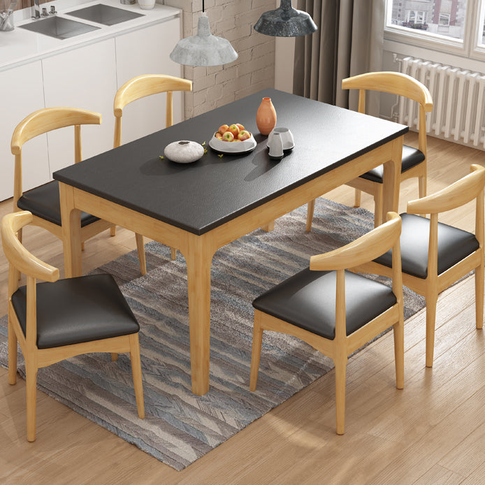 Contemporary Kitchen Dinner Table Rectangle Stone 4 Legs Dining Table