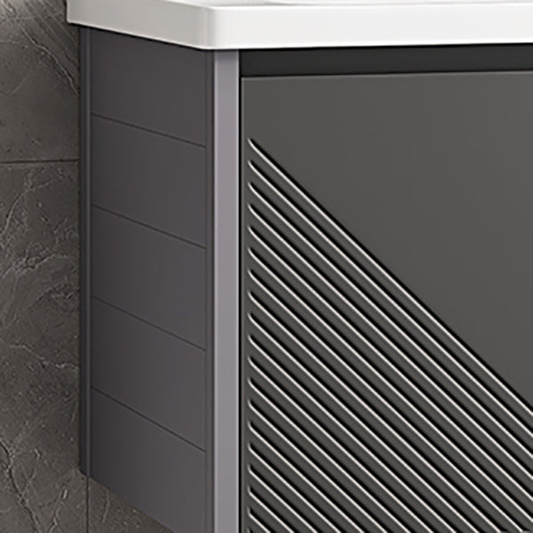 Modern Gray Metal Base Vanity Single-Sink Rectangular Wall Mount Vanity Set