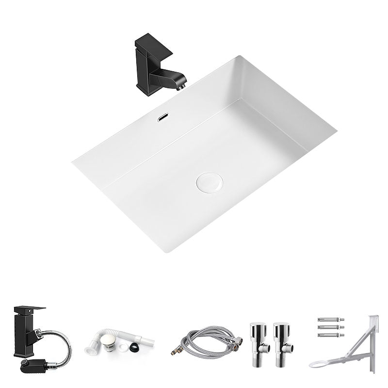 Modern Undermount Bathroom Sink Porcelain with Faucet Wash Stand