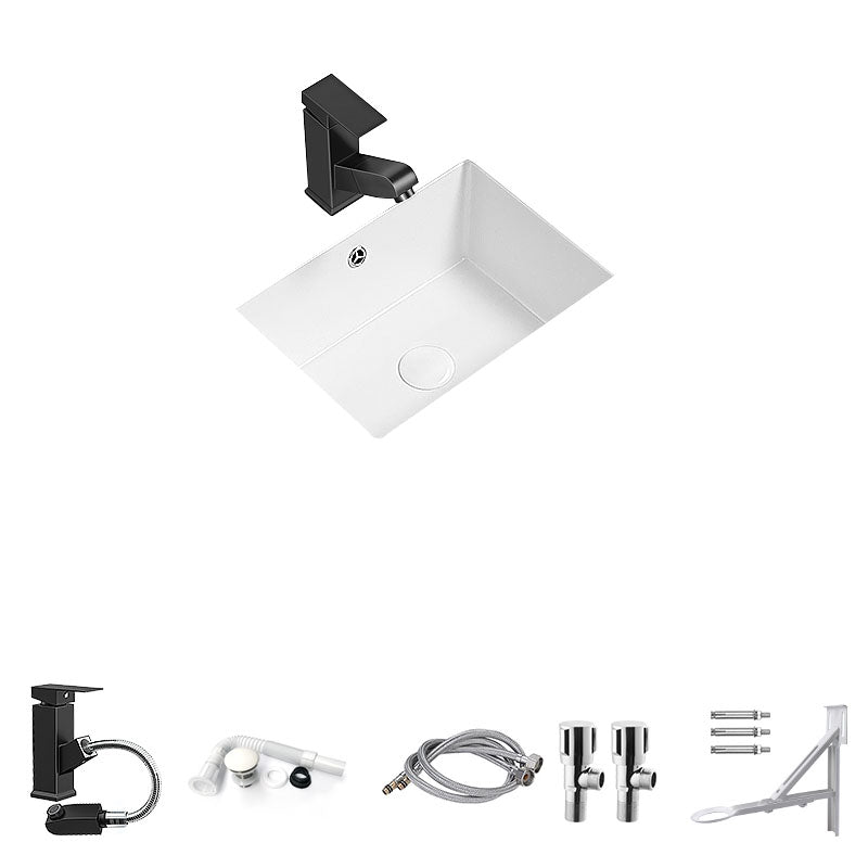 Modern Undermount Bathroom Sink Porcelain with Faucet Wash Stand