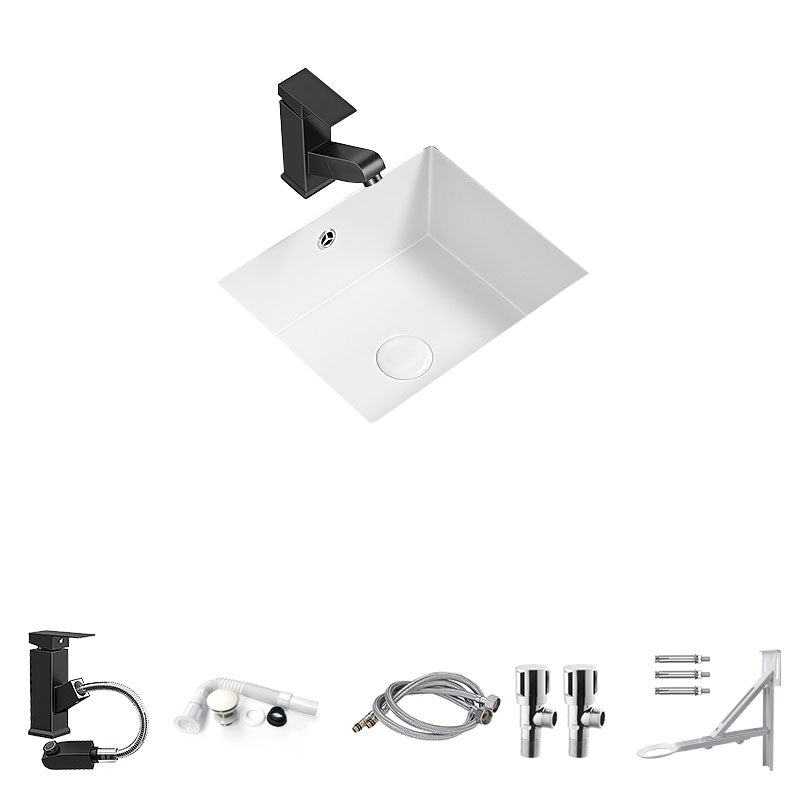 Modern Undermount Bathroom Sink Porcelain with Faucet Wash Stand
