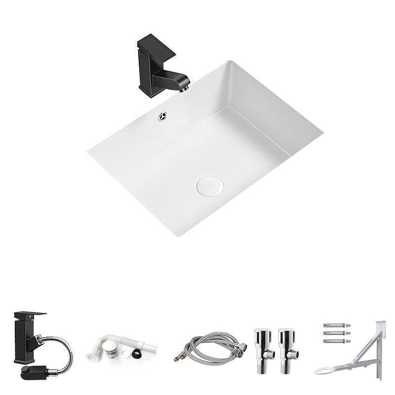 Modern Undermount Bathroom Sink Porcelain with Faucet Wash Stand