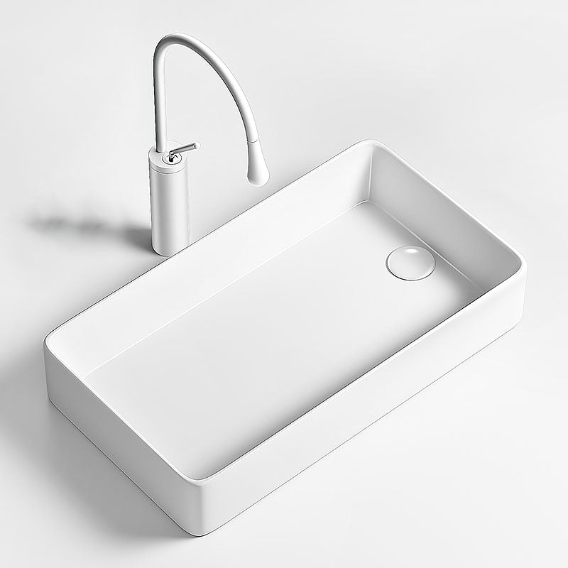 Traditional Vessel Bathroom Sink Porcelain with Pop-Up Drain Basin Sink