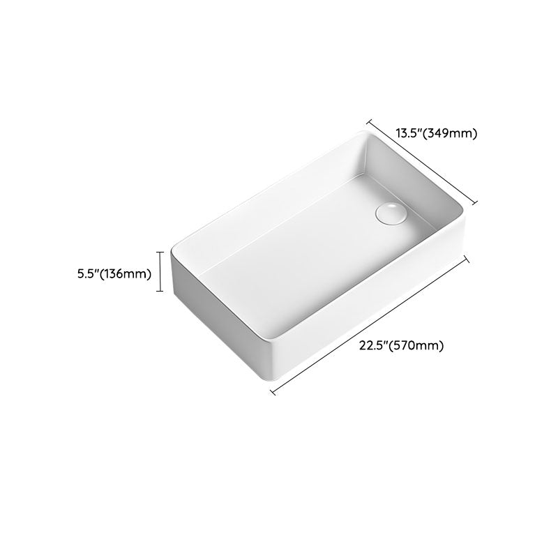 Traditional Vessel Bathroom Sink Porcelain with Pop-Up Drain Basin Sink