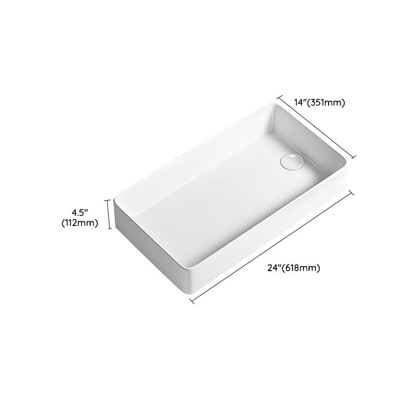 Traditional Vessel Bathroom Sink Porcelain with Pop-Up Drain Basin Sink