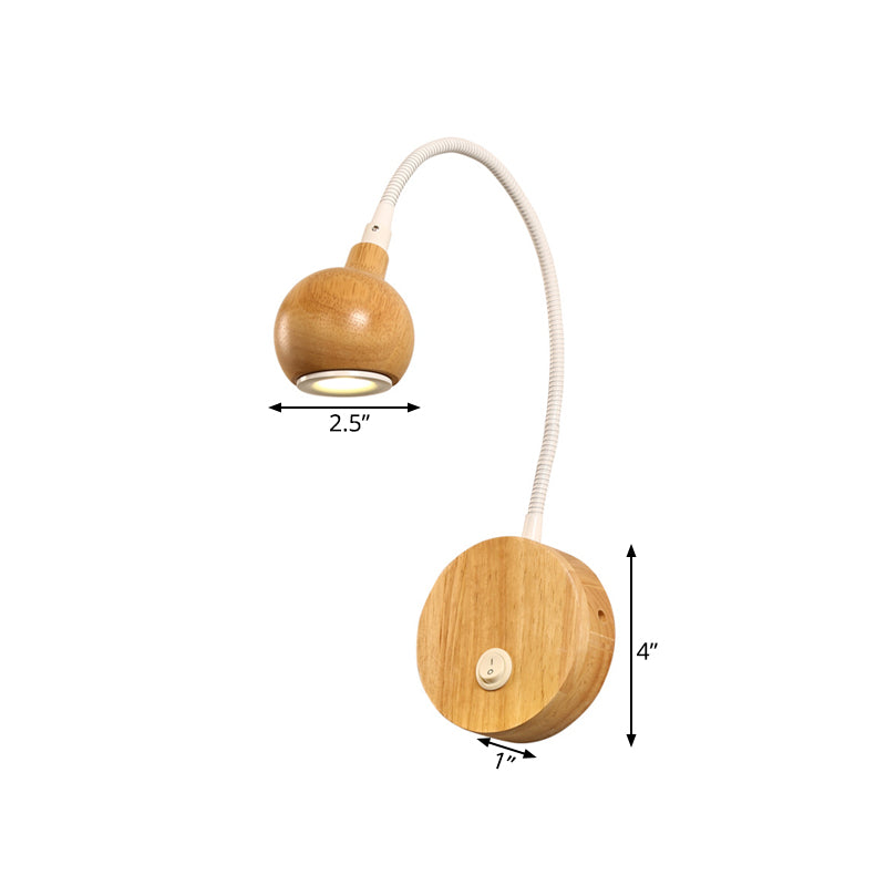 Cirkel wandmontage verlichting Moderne houten led beige sconce lamp met witte verstelbare arm