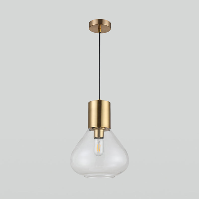 Urne en verre transparent Éclairage suspendu moderne 1 tête en or finition pendante plafond lampe sur table à manger