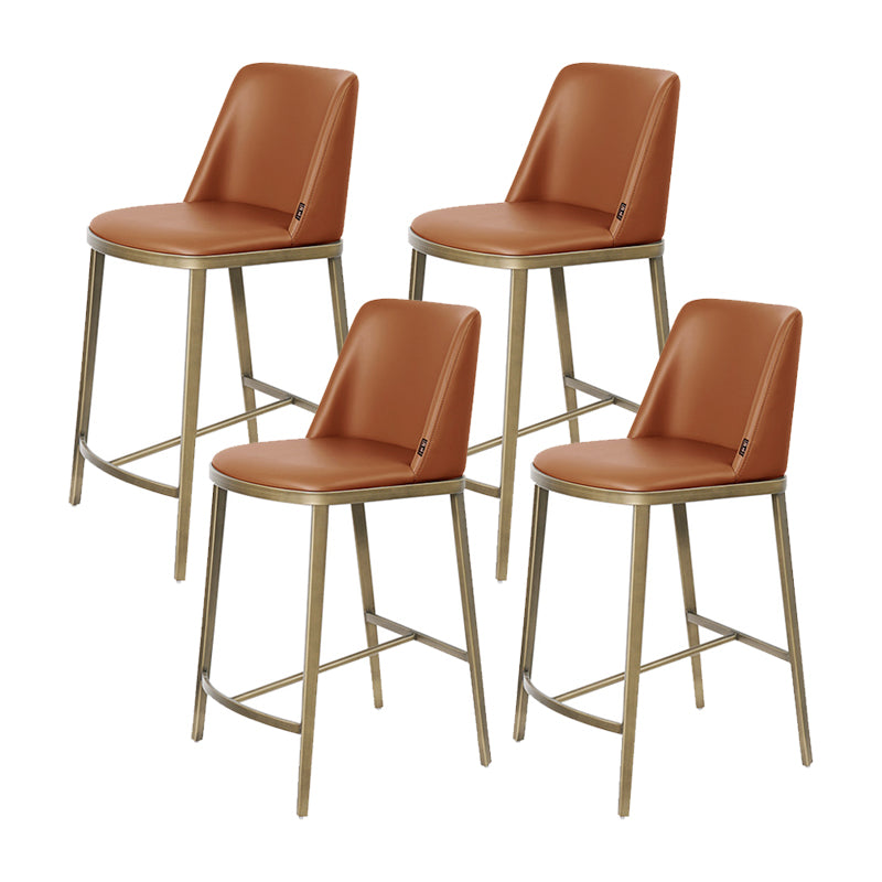 Glam Backrest Armless Counter Stool Iron Bar Stool with Cushion for Cafe