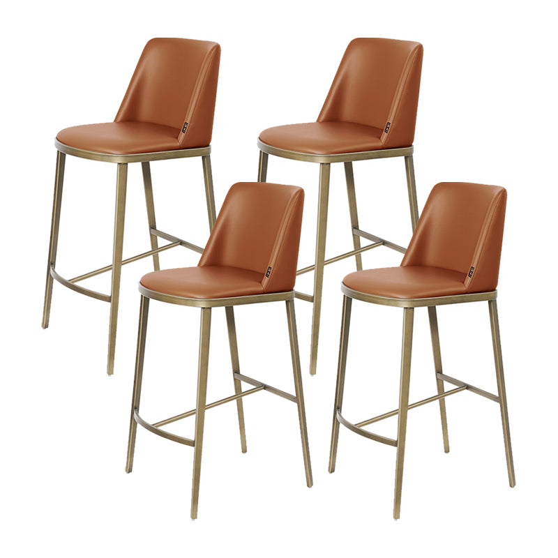 Glam Backrest Armless Counter Stool Iron Bar Stool with Cushion for Cafe