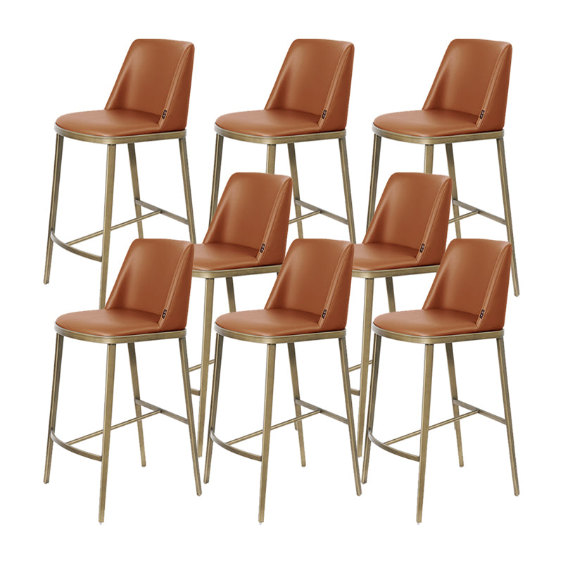 Glam Backrest Armless Counter Stool Iron Bar Stool with Cushion for Cafe