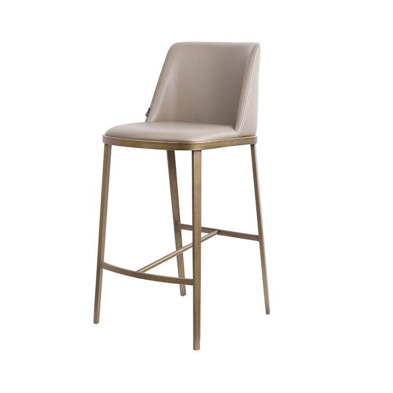 Glam Backrest Armless Counter Stool Iron Bar Stool with Cushion for Cafe