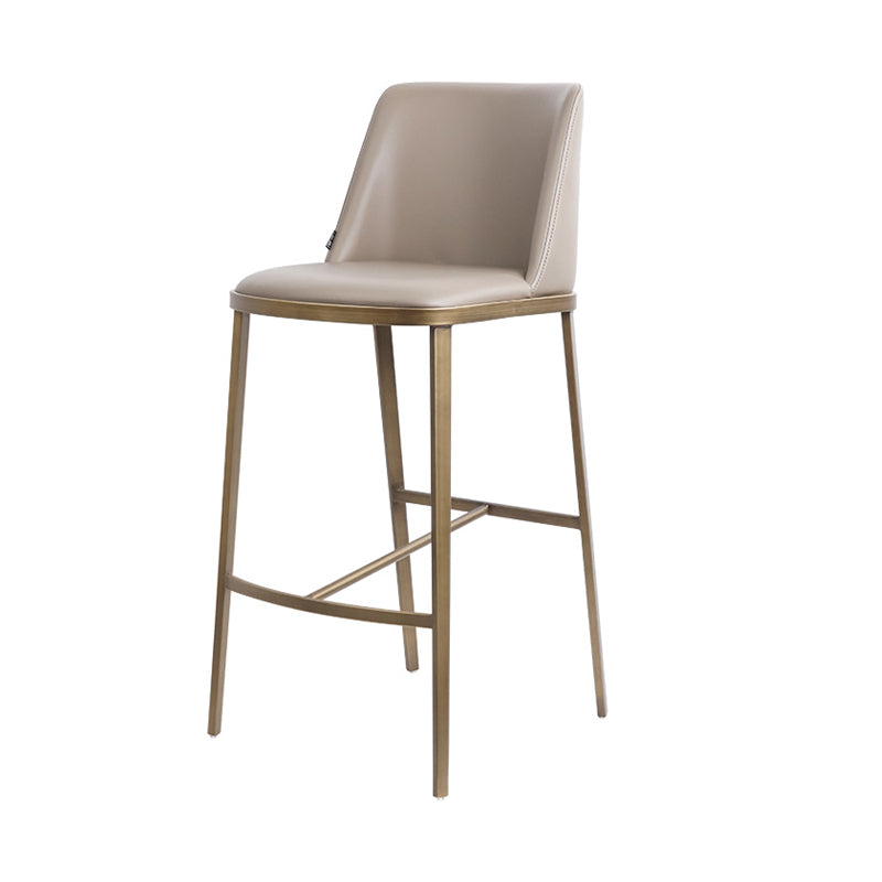 Glam Backrest Armless Counter Stool Iron Bar Stool with Cushion for Cafe