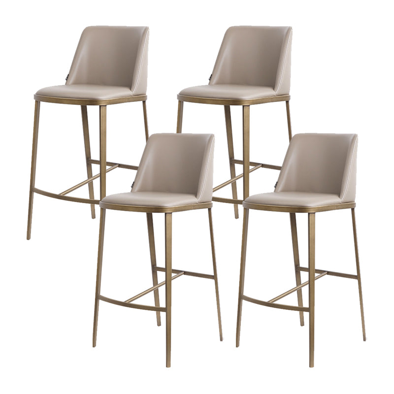 Glam Backrest Armless Counter Stool Iron Bar Stool with Cushion for Cafe