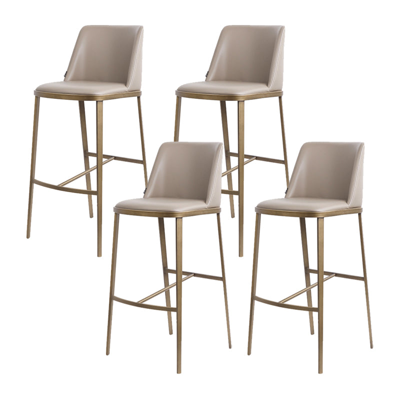 Glam Backrest Armless Counter Stool Iron Bar Stool with Cushion for Cafe