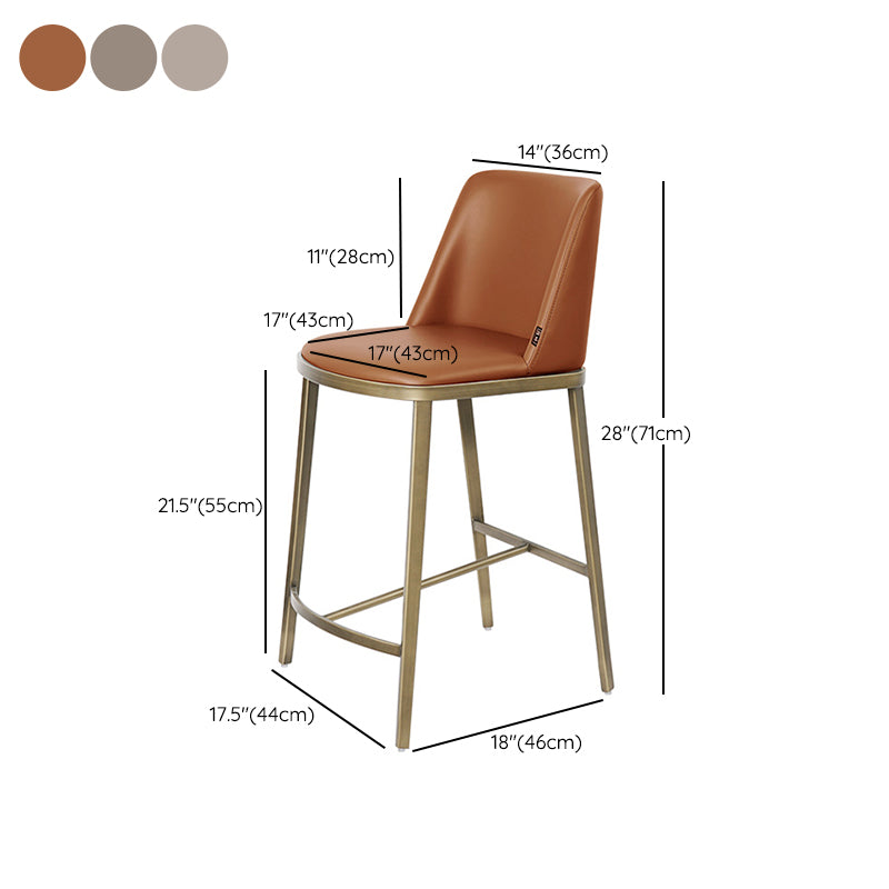 Glam Backrest Armless Counter Stool Iron Bar Stool with Cushion for Cafe