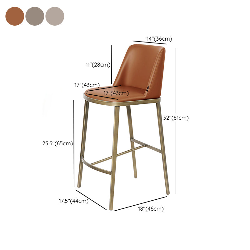 Glam Backrest Armless Counter Stool Iron Bar Stool with Cushion for Cafe
