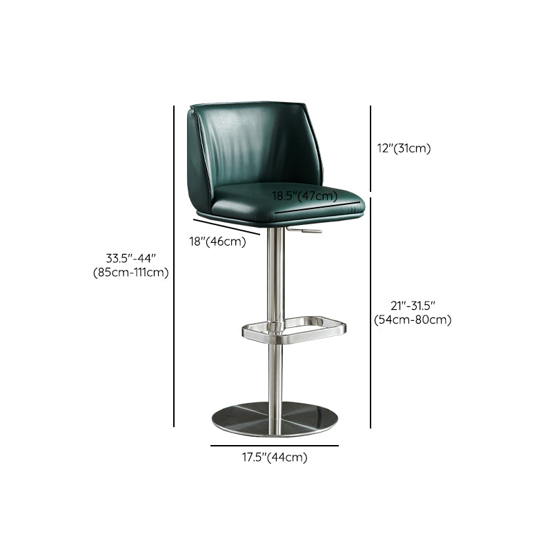 Modern Rotatable Backrest Counter Stool Stainless Steel Bar Stool with Pedal for Cafe