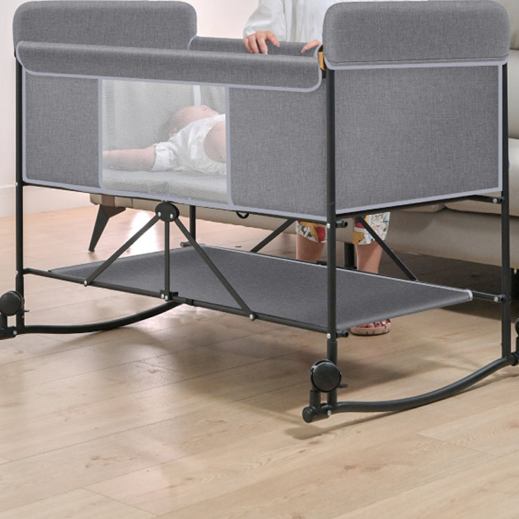 Metal Rectangle Bedside Crib Gliding and Rocking Crib Cradle for Baby