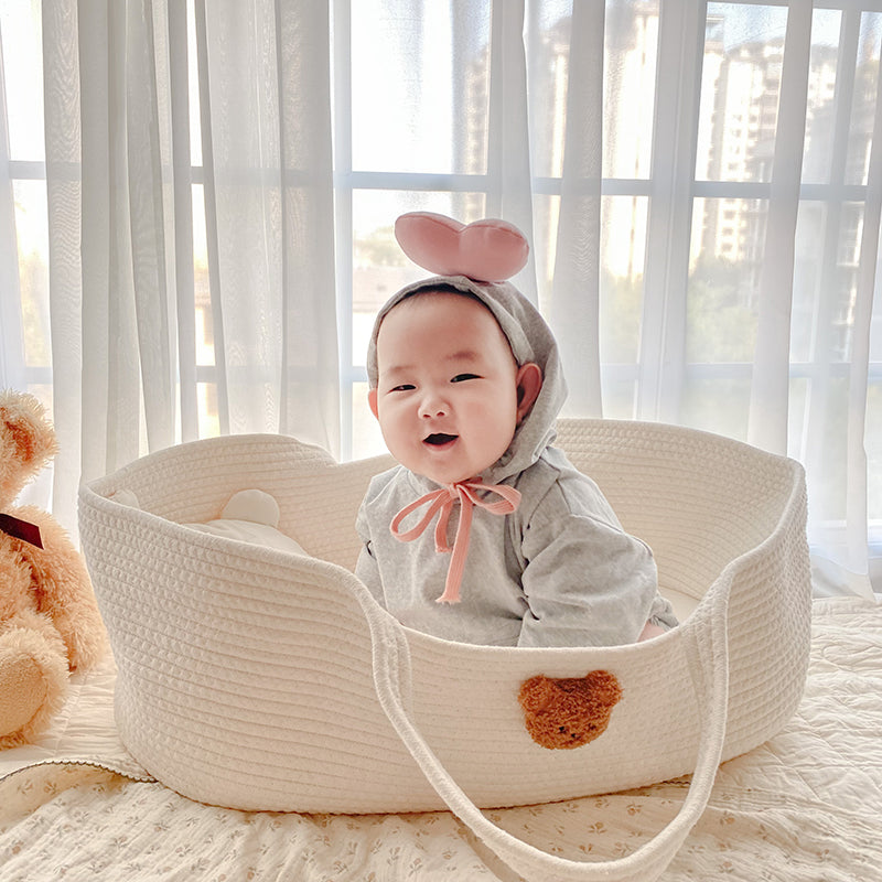 Fabric Crib Cradle Oval Folding Moses Basket for Newborn and Baby