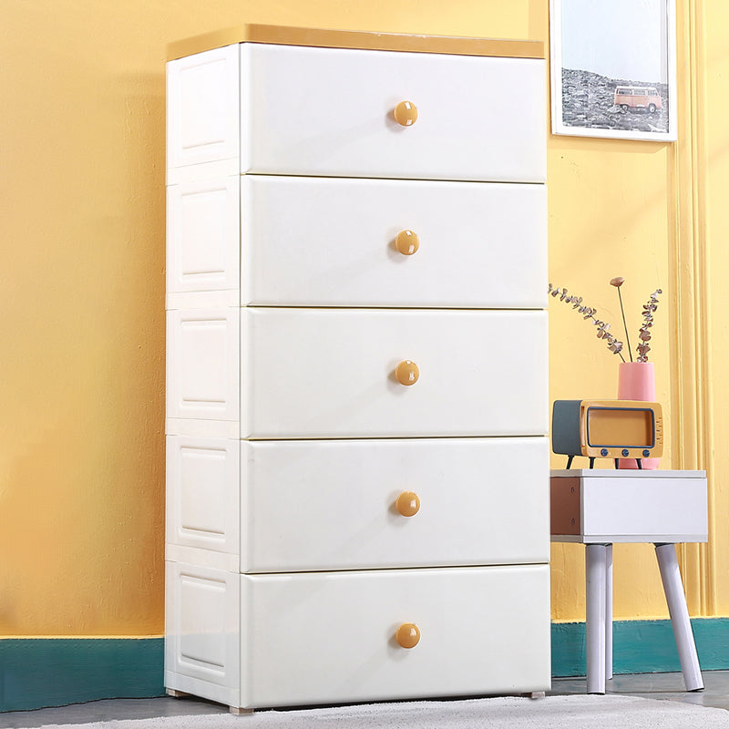 Modernism Plastic Nursery Dresser Vertical Kids Nightstand with 5/6 Drawers for Bedroom
