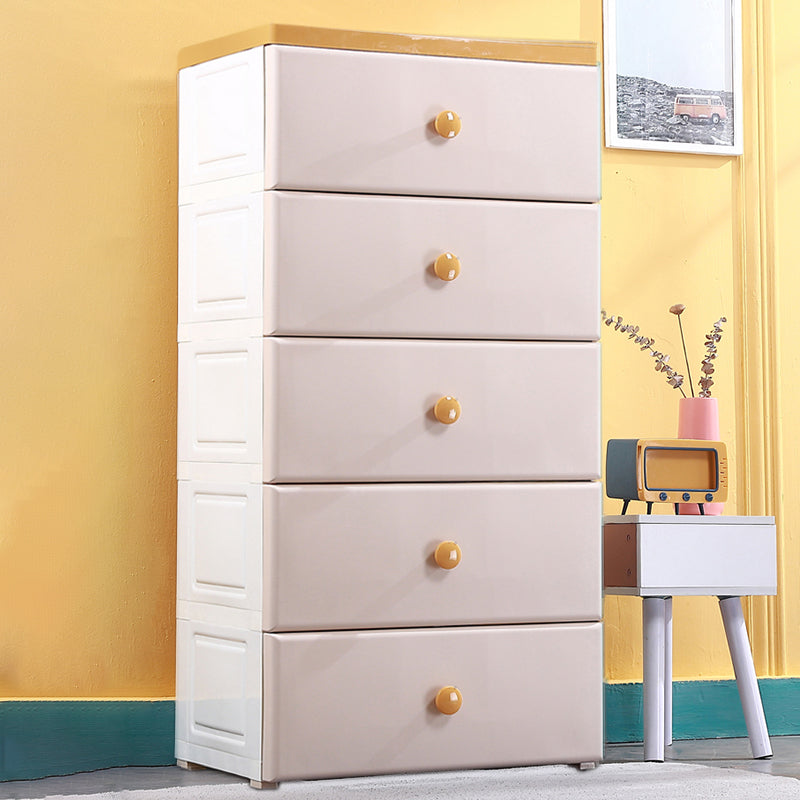 Modernism Plastic Nursery Dresser Vertical Kids Nightstand with 5/6 Drawers for Bedroom