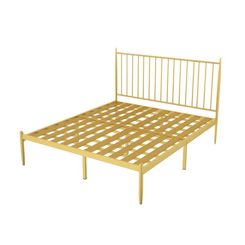 Glam Solid Color Open-Frame Bed Metal Open-Frame Bed with Headboard