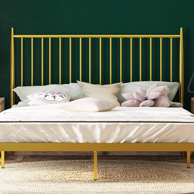 Glam Solid Color Open-Frame Bed Metal Open-Frame Bed with Headboard