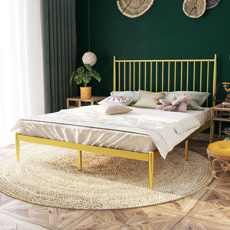 Glam Solid Color Open-Frame Bed Metal Open-Frame Bed with Headboard