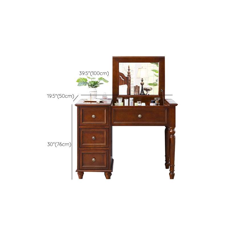Traditional Solid Wood Makeup Vanity Desk Bedroom Vanity Dressing Table with Drawer