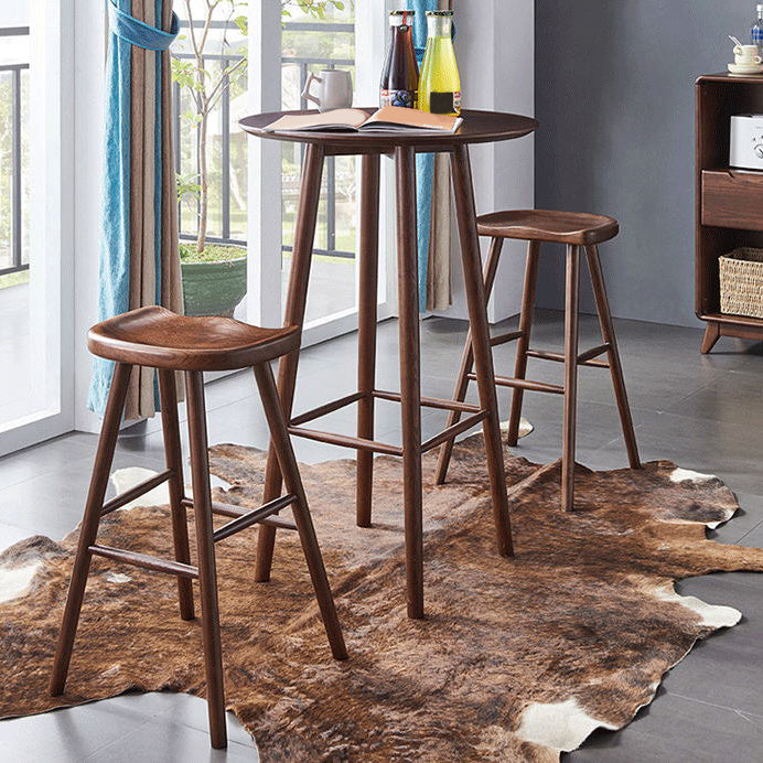 Modern Style Bar Table Set 1/2/3 Pieces Round Solid Wood Bar table with Backless Stools