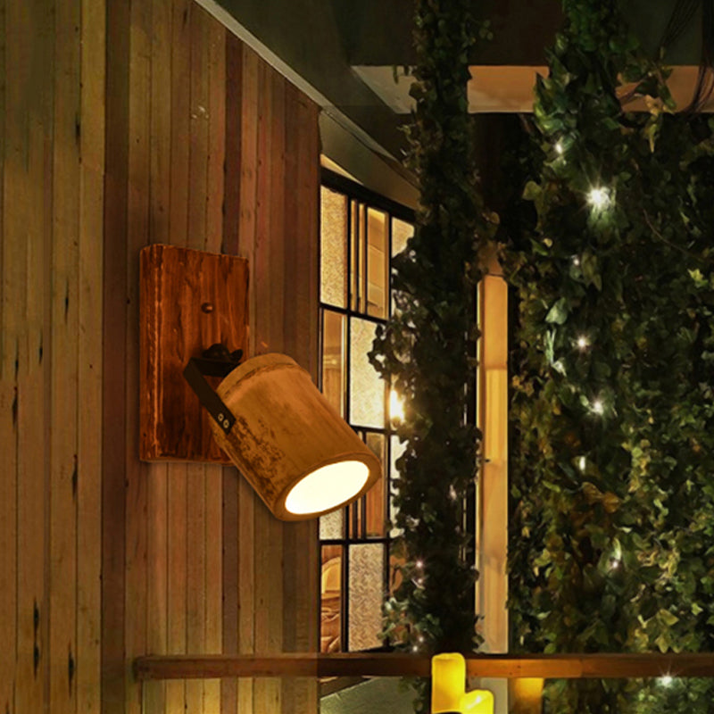Callindre Vintage Murale Lumière Lumière 2/3 Light Bamboo Lampe murale en marron avec plaque arrière linéaire en bois