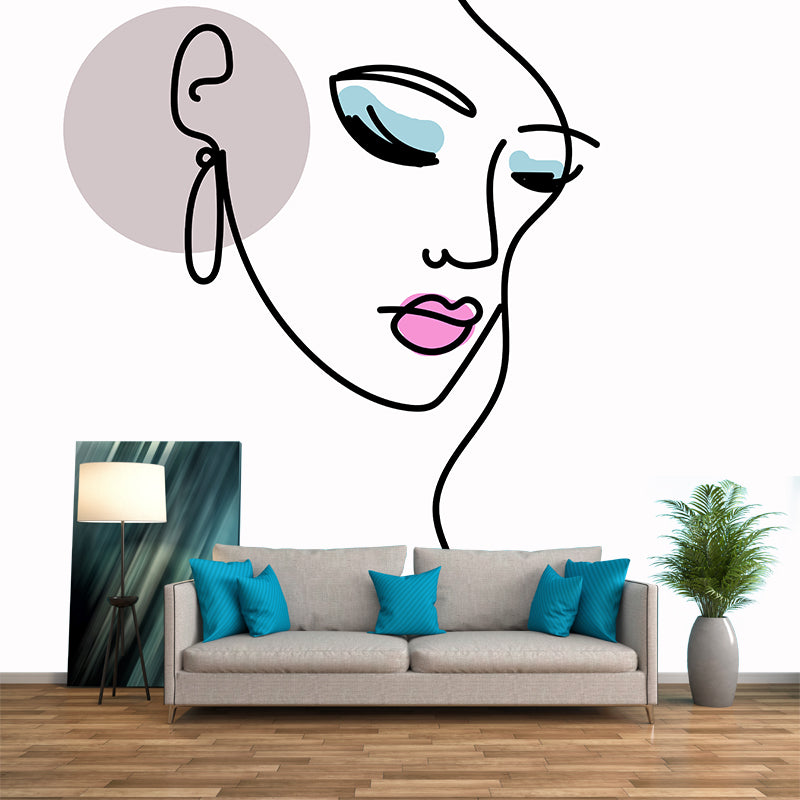 Line Art Wallpaper Environment Friendly Mildew Resistant Indoor Wall Mural