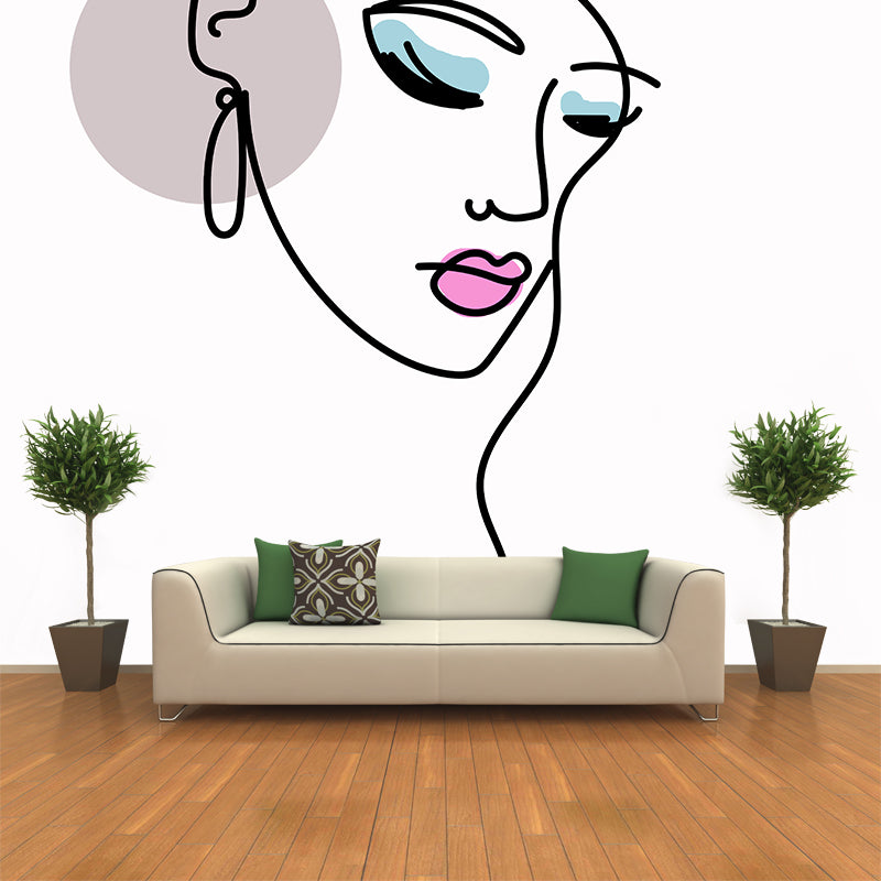 Line Art Wallpaper Environment Friendly Mildew Resistant Indoor Wall Mural